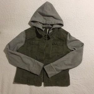 Knit Sleeve Denim Jacket